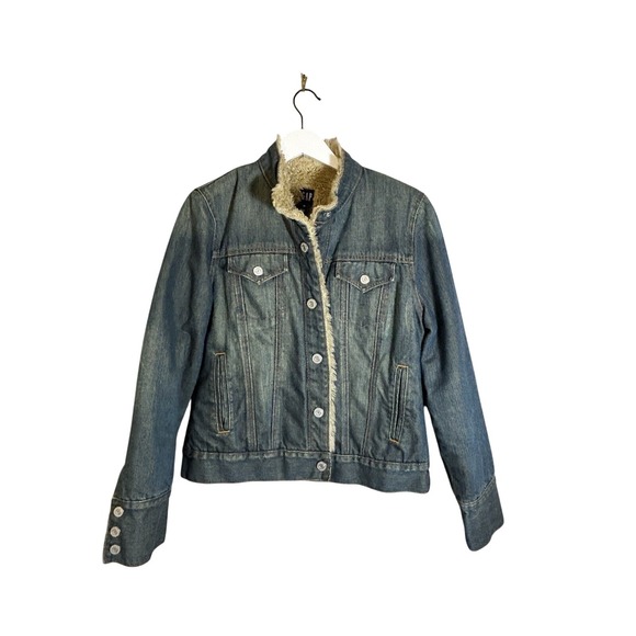 Gap Fleece Lined Denim Y2K 2003 Jacket Size M - Picture 1 of 12